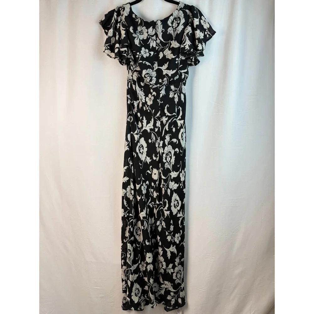 Abercrombie & Fitch Floral Maxi Dress Flutter Sleeve Black XS‎ NWT